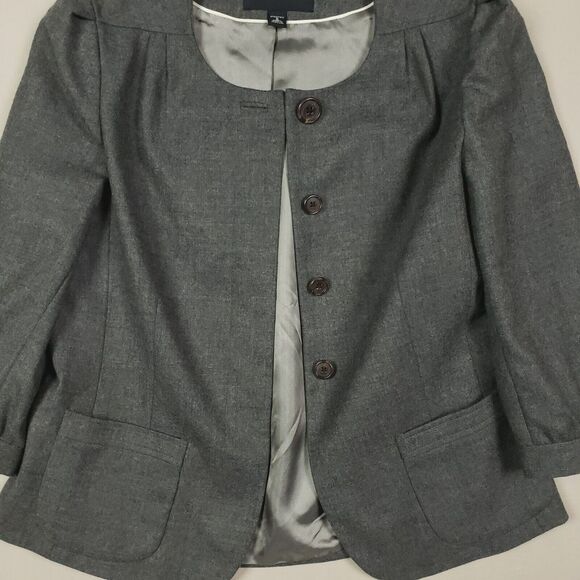 Banana Republic Blazer Jacket Women 8 Grey Wool Stretch Lined Career Business - Picture 7 of 12
